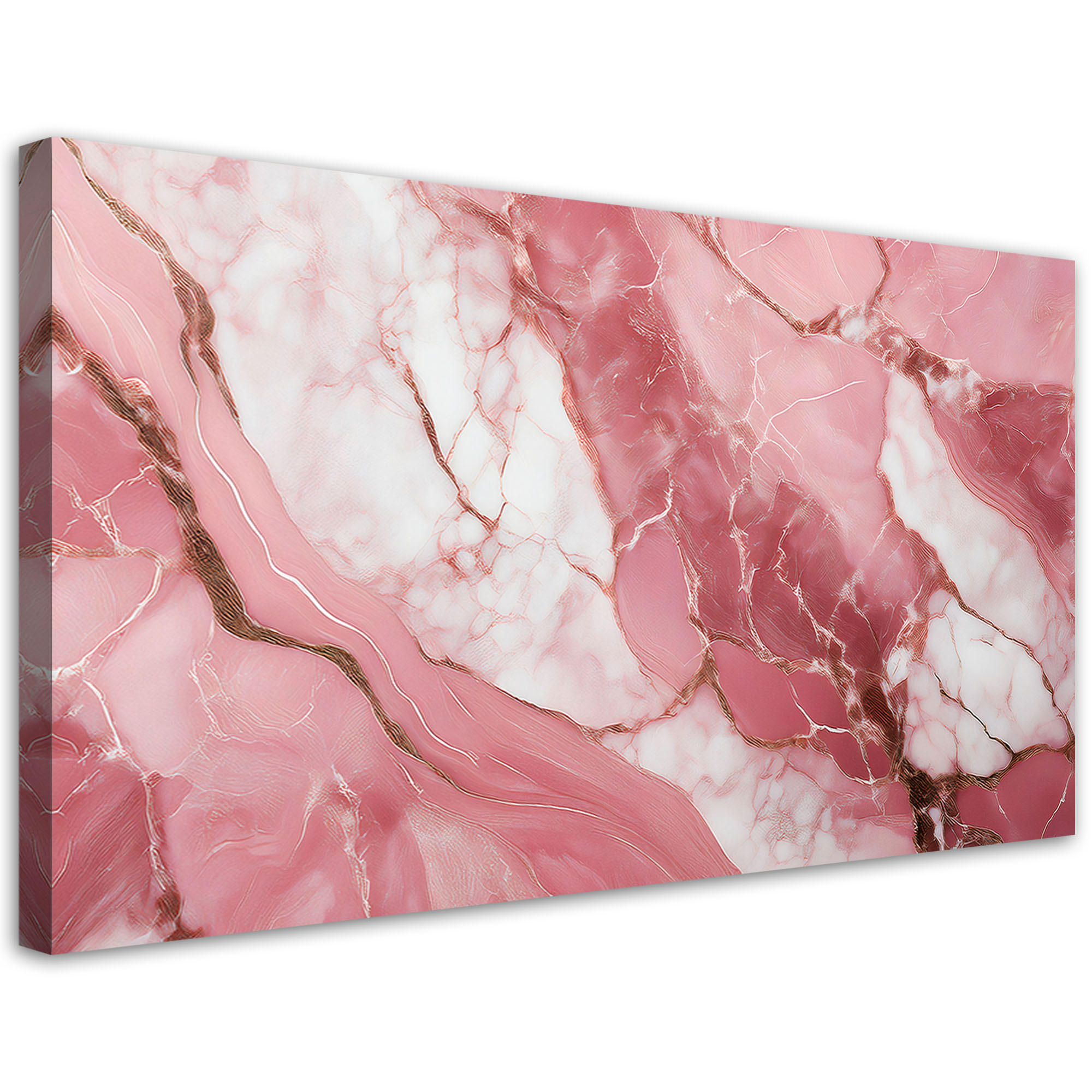 LEINWANDBILD Rosa Marmorstein-Goldelemente 80x40cm - Pink, Textil (80/40cm) - Feeby
