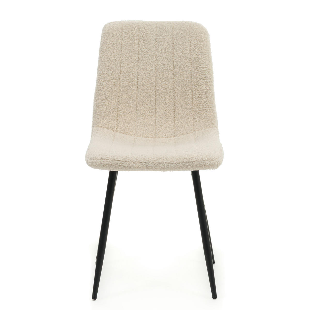 STUHL GELA gepolstert mit Steppung - hellbeige - Boucle TEDDY - Ecru/Schwarz, Textil/Metall (45/89/53cm) - NEW HOME