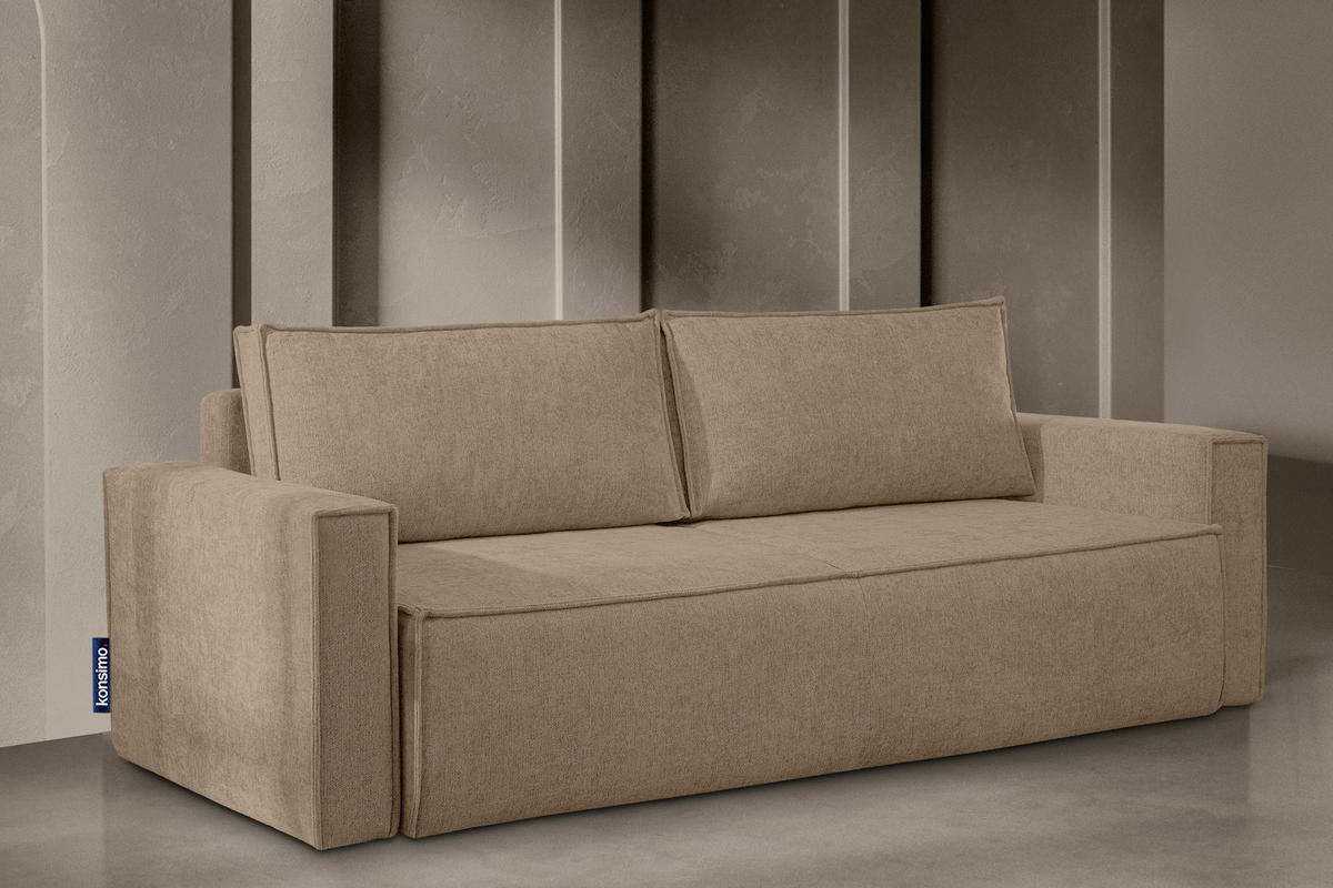 3-SITZER-SOFA NAPI II mit Schlaffunktion, hellbraun - Hellbraun, Textil (228/89/101cm) - KONSIMO®