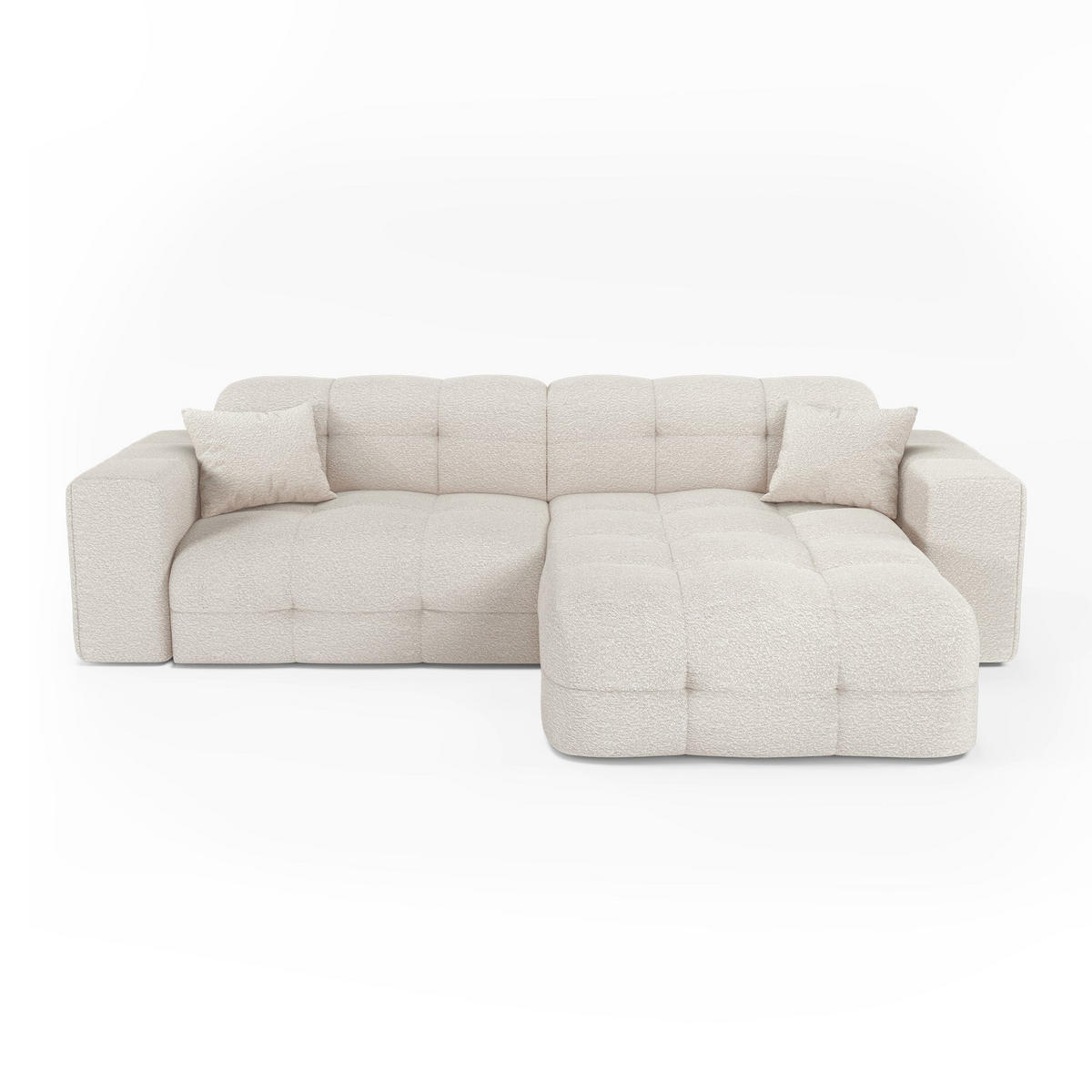 ECKSOFA rechtwinklig COCOON Frottee Creme 230cm - Creme, Textil (230/155cm) - Premium Interiors