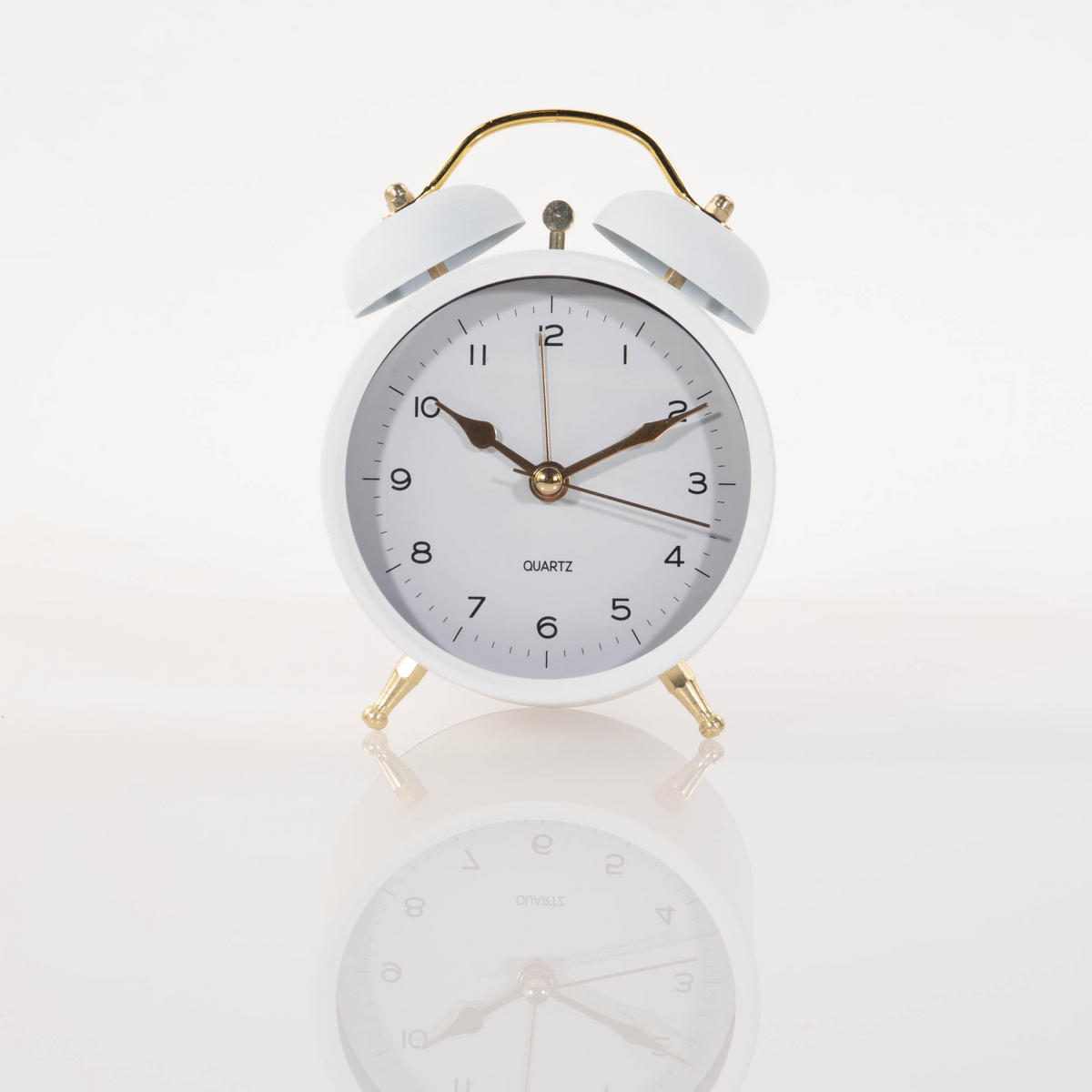 WECKER mit goldenen Uhrzeigern 10/5,5/13,5 cm - Weiß, Metall (5.5/13.5/10cm) - Atmosphera Createur d´interieur