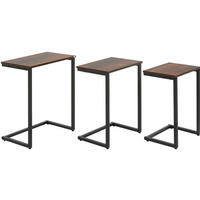 BEISTELLTISCH 45/60/30 cm Braun aus Holz mit Stahlgestell 3er Set - Braun, Holzwerkstoff (45/30/60cm) - OKMYHOME