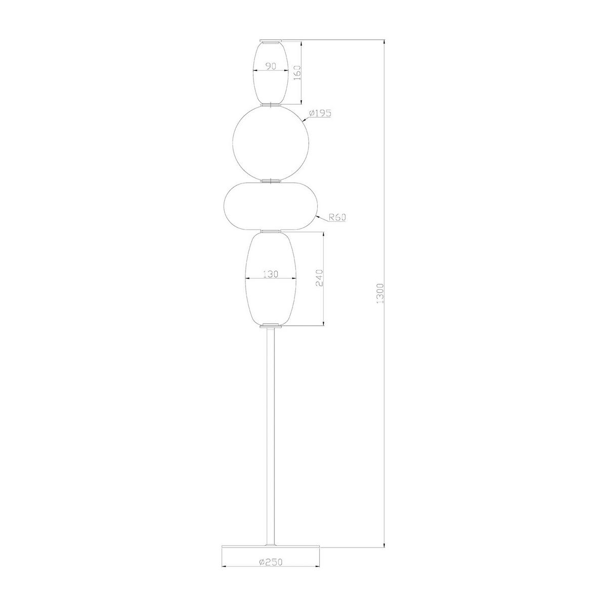 STEHLEUCHTE - Glas / Eisen - Schwarz/Weiß, Glas/Metall (25/25/130cm) - home24