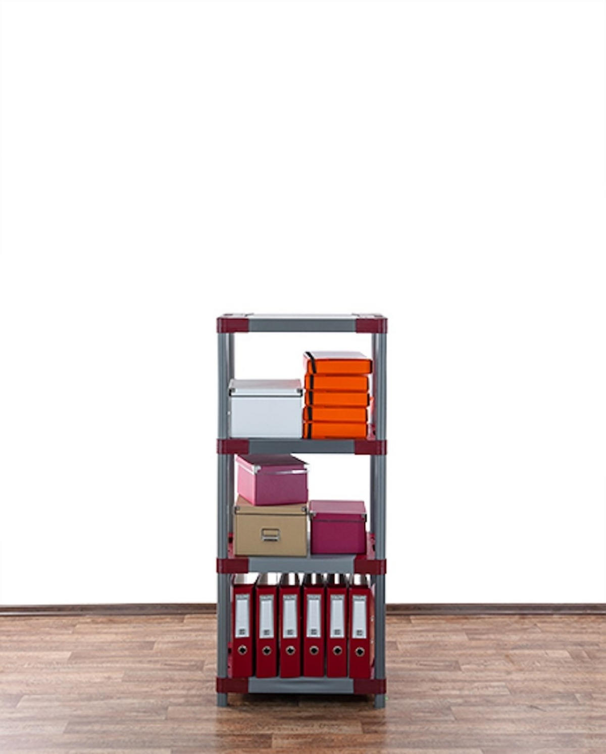 KUNSTSTOFFREGAL GREY BEAR Low 138x70x46cm Fachlast 120kg Grau-Rot - Rot, Kunststoff (70/138/46cm) - PROREGAL