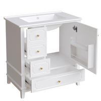 WASCHBECKENUNTERSCHRANK Waschtischunterschrank mit Keramikbecken, Schubladen und Türfach,vorgebohrtes Hahnloch, MDF - Weiß, Holzwerkstoff (76.5/87.5/47cm) - EVRYAE