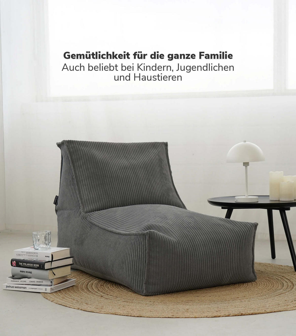 SITZSACK Cord Der Gelassene - Anthrazit, Textil (100/65/65cm) - Mokebo