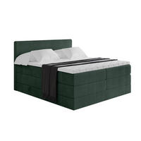 BOXSPRINGBETT mit Matratze H3|H4 und Lattenrost - TOLO KING 140x200 Cord - Dunkelgrün - Dunkelgrün, Holzwerkstoff (140/200cm) - ALTDECOR
