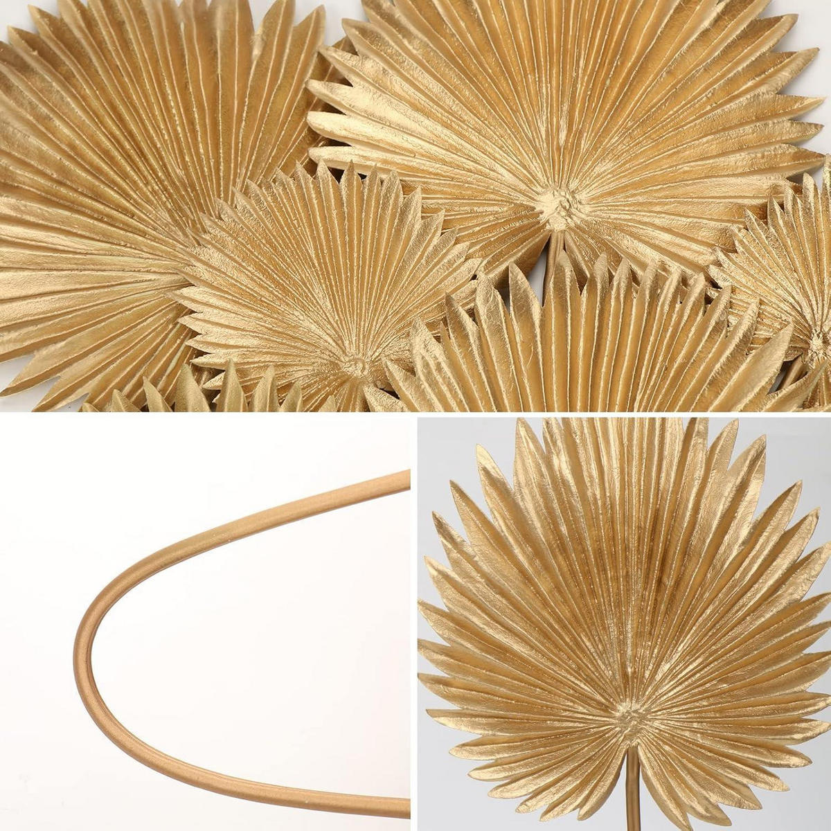 KUNSTPFLANZE 6-teiliges Set Palmenblätter Gold 45 cm - Goldfarben, Kunststoff (36cm)