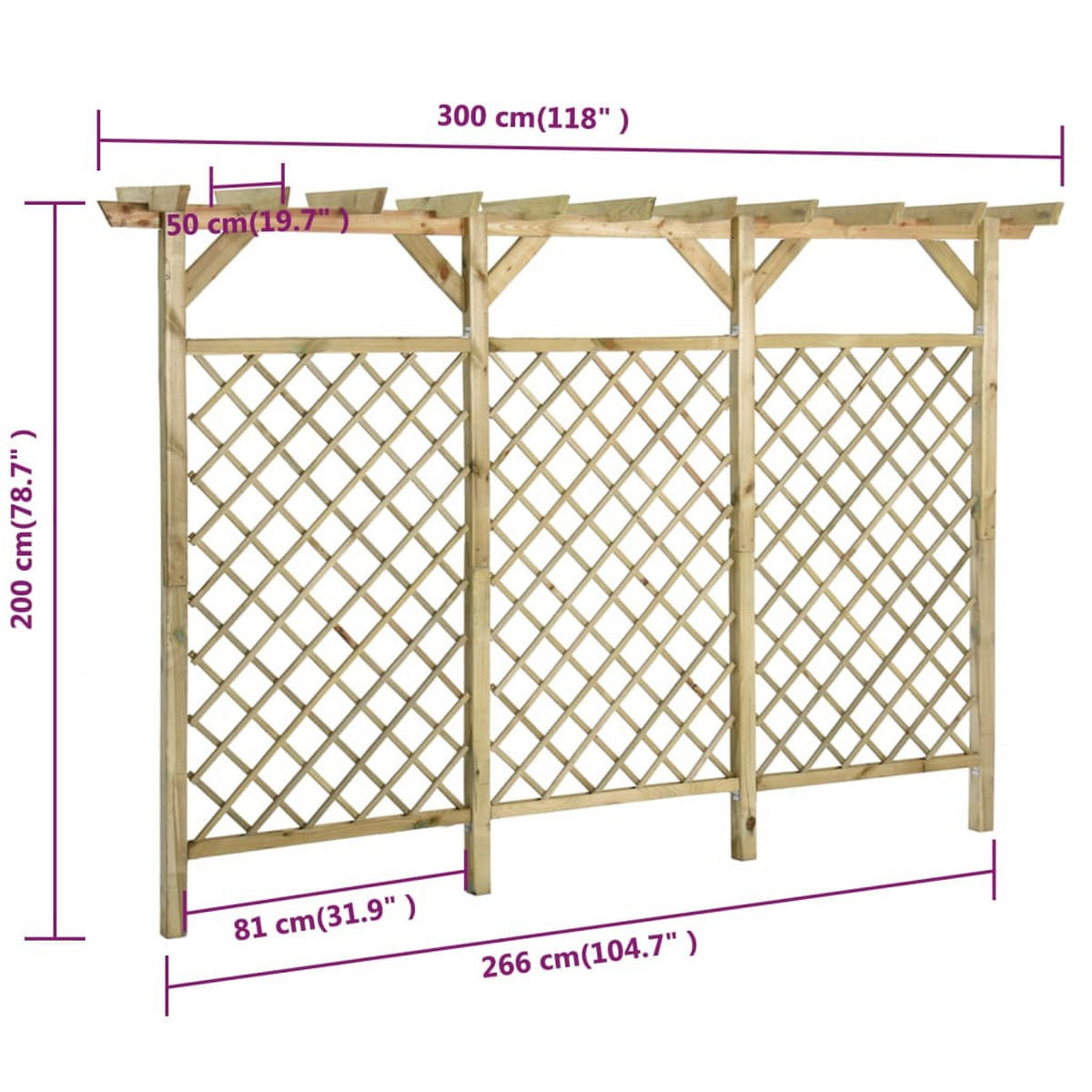 PERGOLA aus Holz GITTO | 3x2m Kiefernholz | Rankhilfe Pergola - Grün, Holz (300/200/50cm) - DELUKE