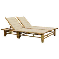 2-PERSONEN-SONNENLIEGE mit Auflagen Bambus - Beige, Holz (130/87/200cm) - furnicato