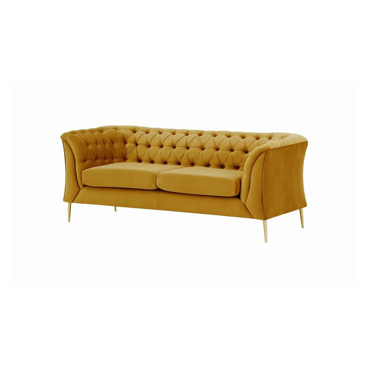 ZWEISITZER-SOFA Chesterfield Modern-Velluto 8 - Gelb, Holz/Textil (183/74/80cm)