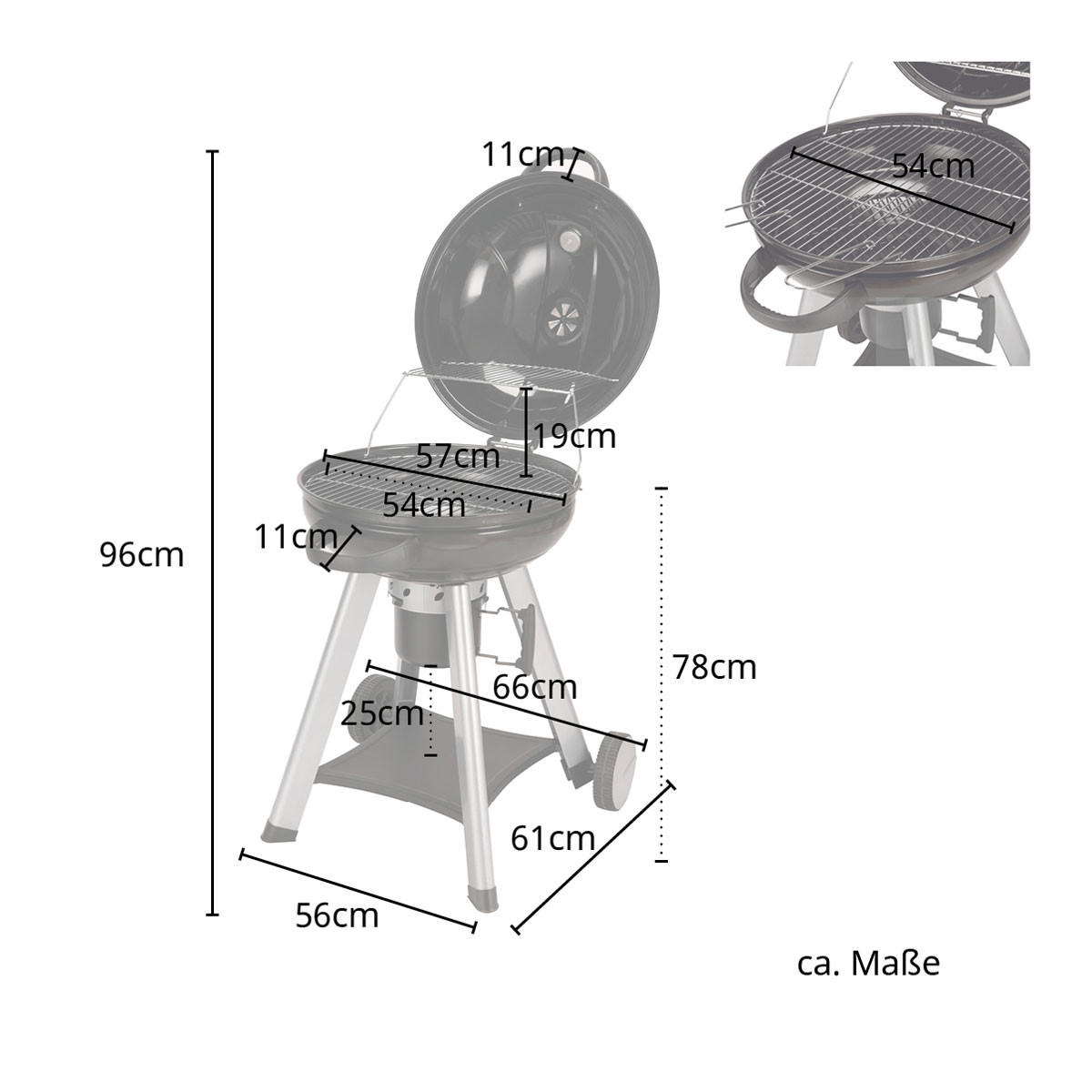 KUGELGRILL NEO - Schwarz, Metall (57/96cm) - TAINO