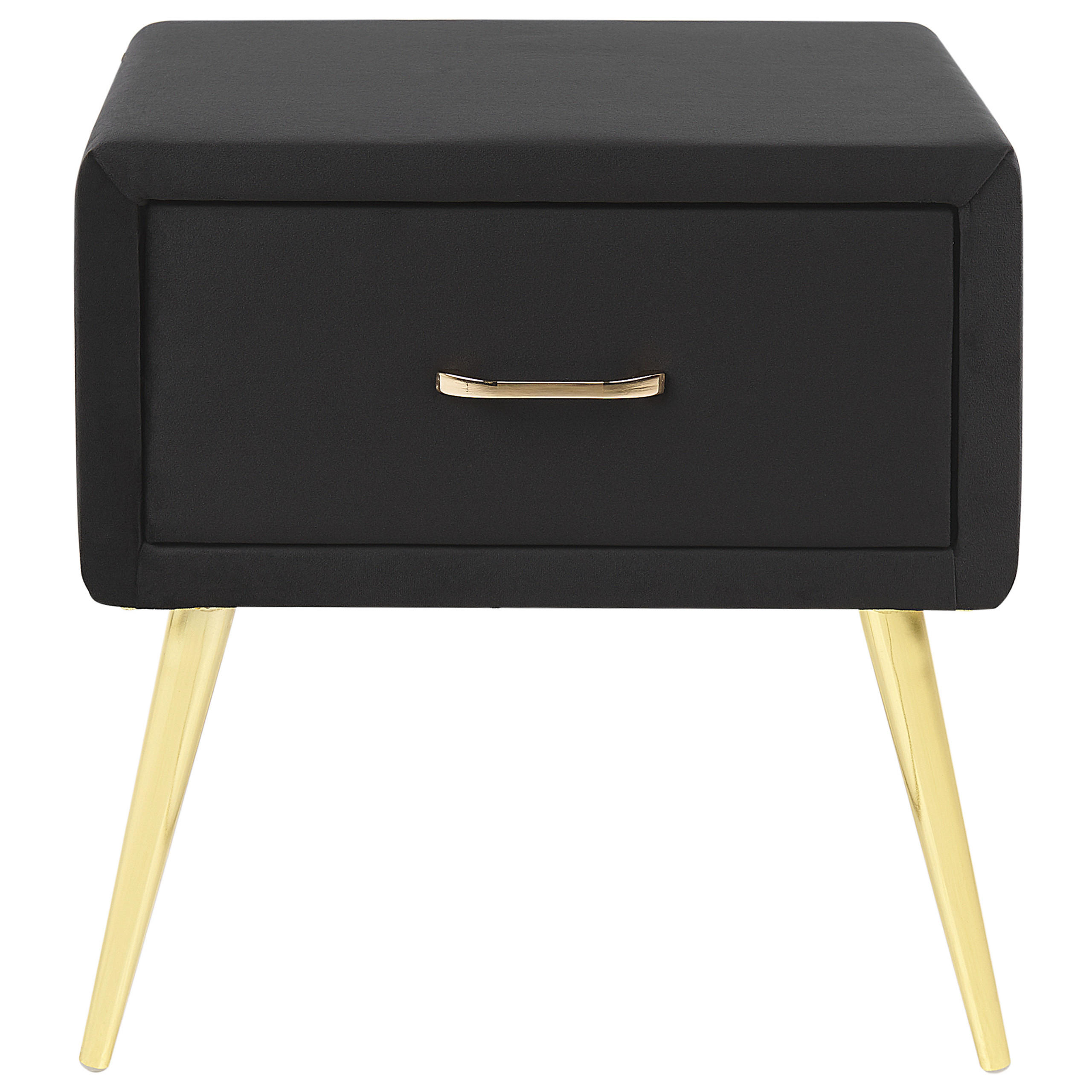 NACHTTISCH Samtstoff schwarz/gold 1 Schublade 38/46/49 cm Flayat - Goldfarben/Schwarz, Textil (46/49/38cm) - Beliani