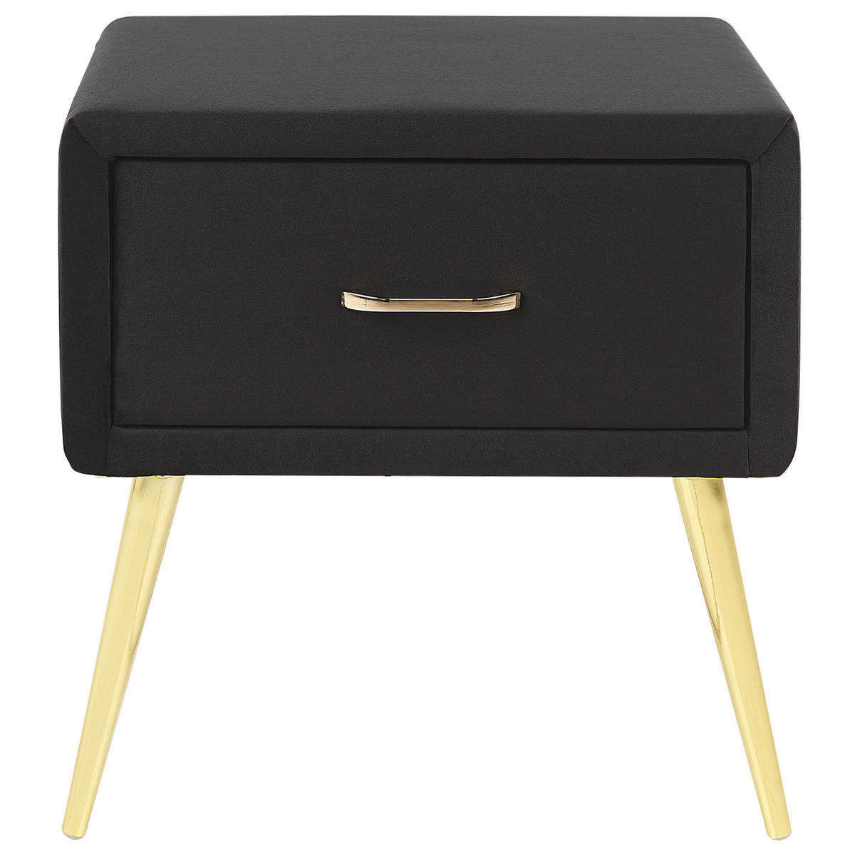 NACHTTISCH Samtstoff schwarz/gold 1 Schublade 38/46/49 cm Flayat - Goldfarben/Schwarz, Textil (46/49/38cm) - Beliani