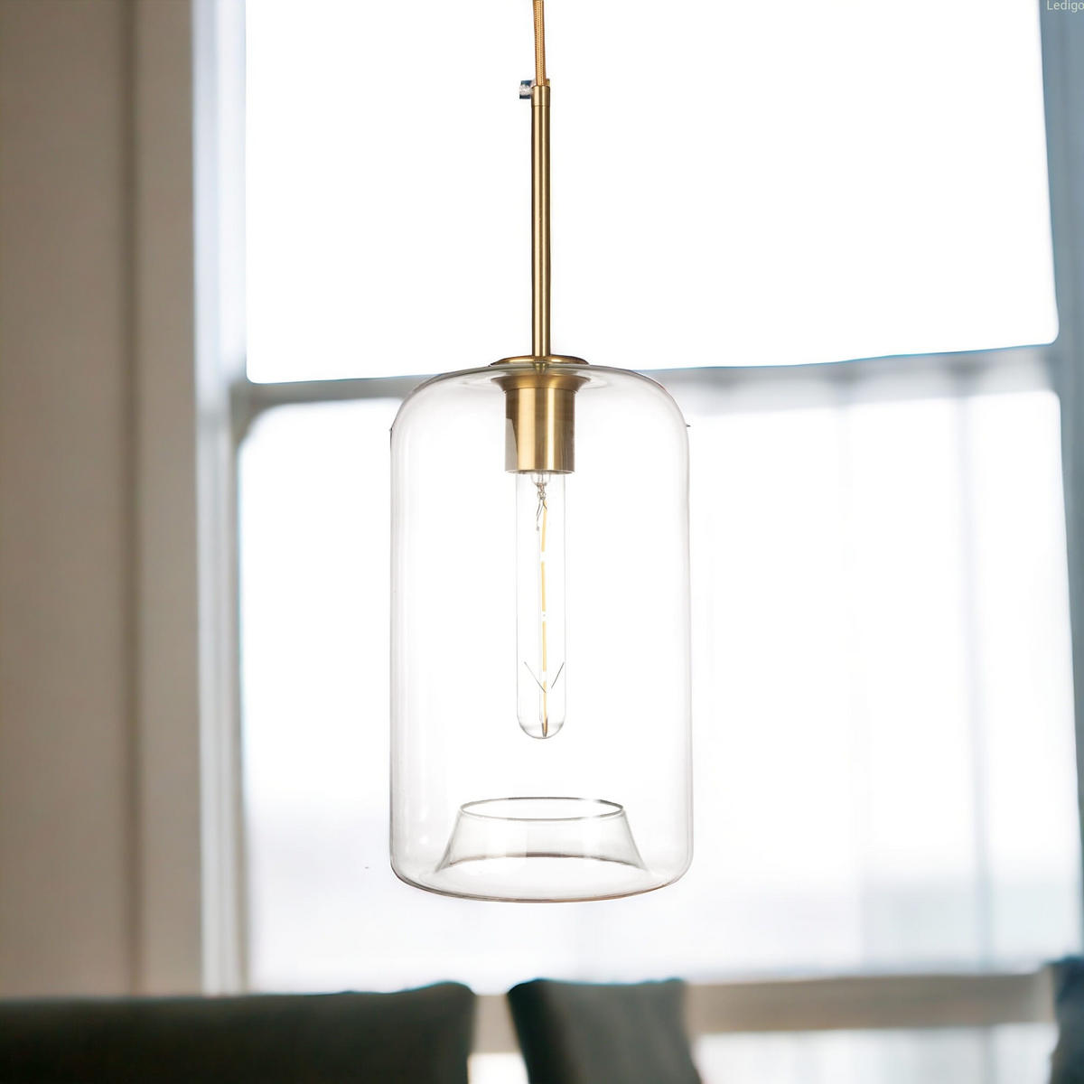 PENDELLEUCHTE Paris - Transparent/Goldfarben, Glas/Metall (18/18/125cm) - kiki design
