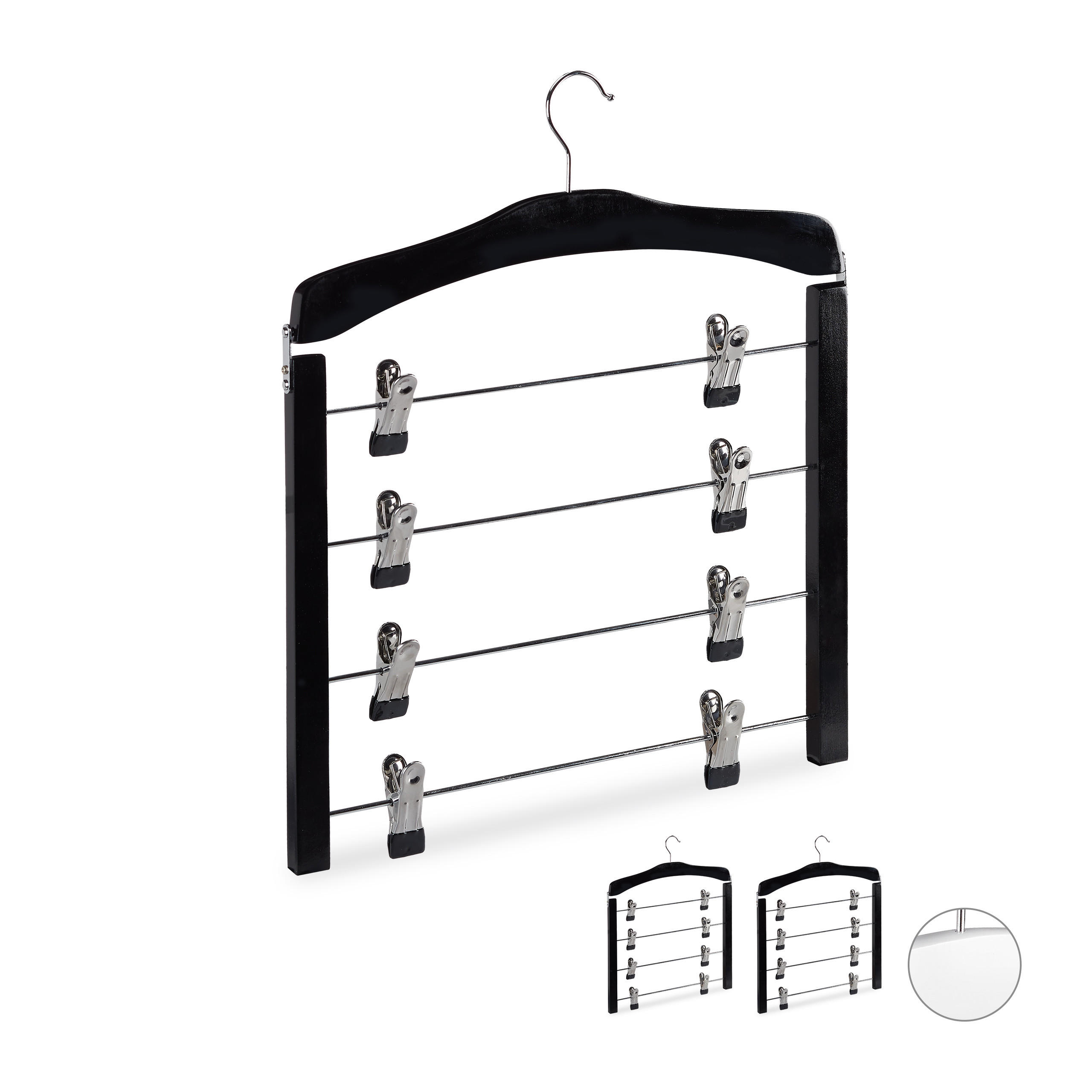 3XZÁVES na sukňu - čierna, kov/drevo (38/43/2.5cm) - Relaxdays