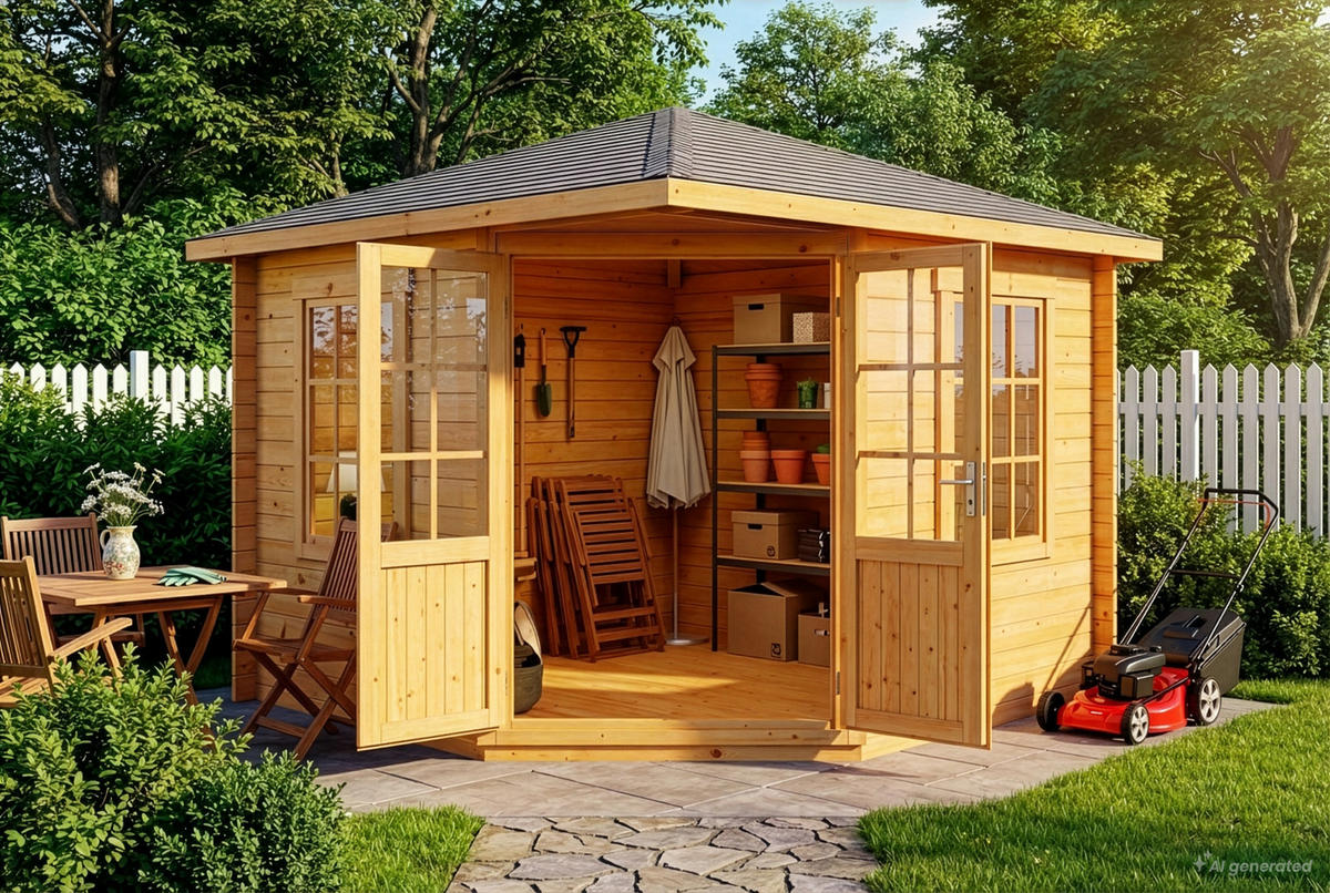 GARTENHAUS Holz Monica - Pinienfarben, Holz (320/266/320cm) - Alpholz