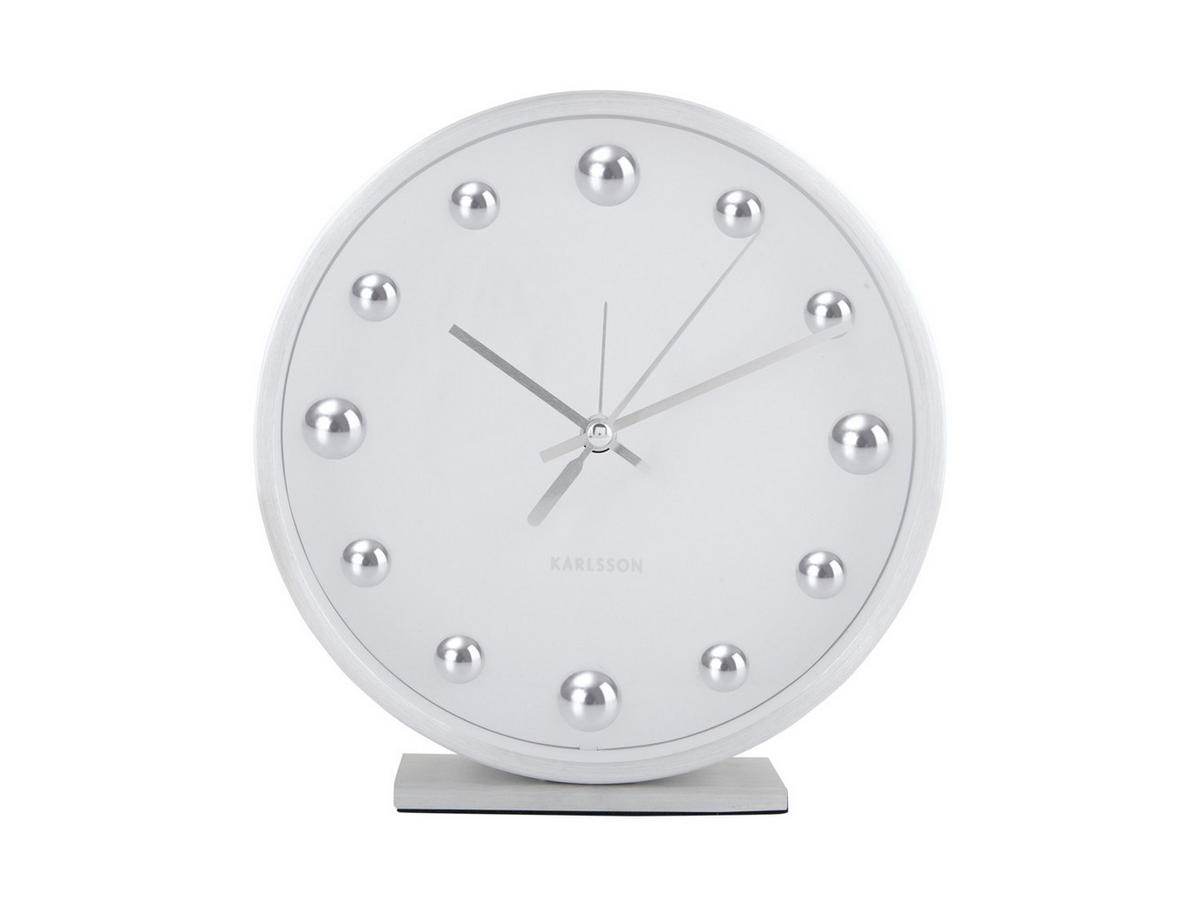 WECKER Shiny Dots 15/15/15.6 cm - Weiß, Metall (15/15.6/15cm) - Karlsson