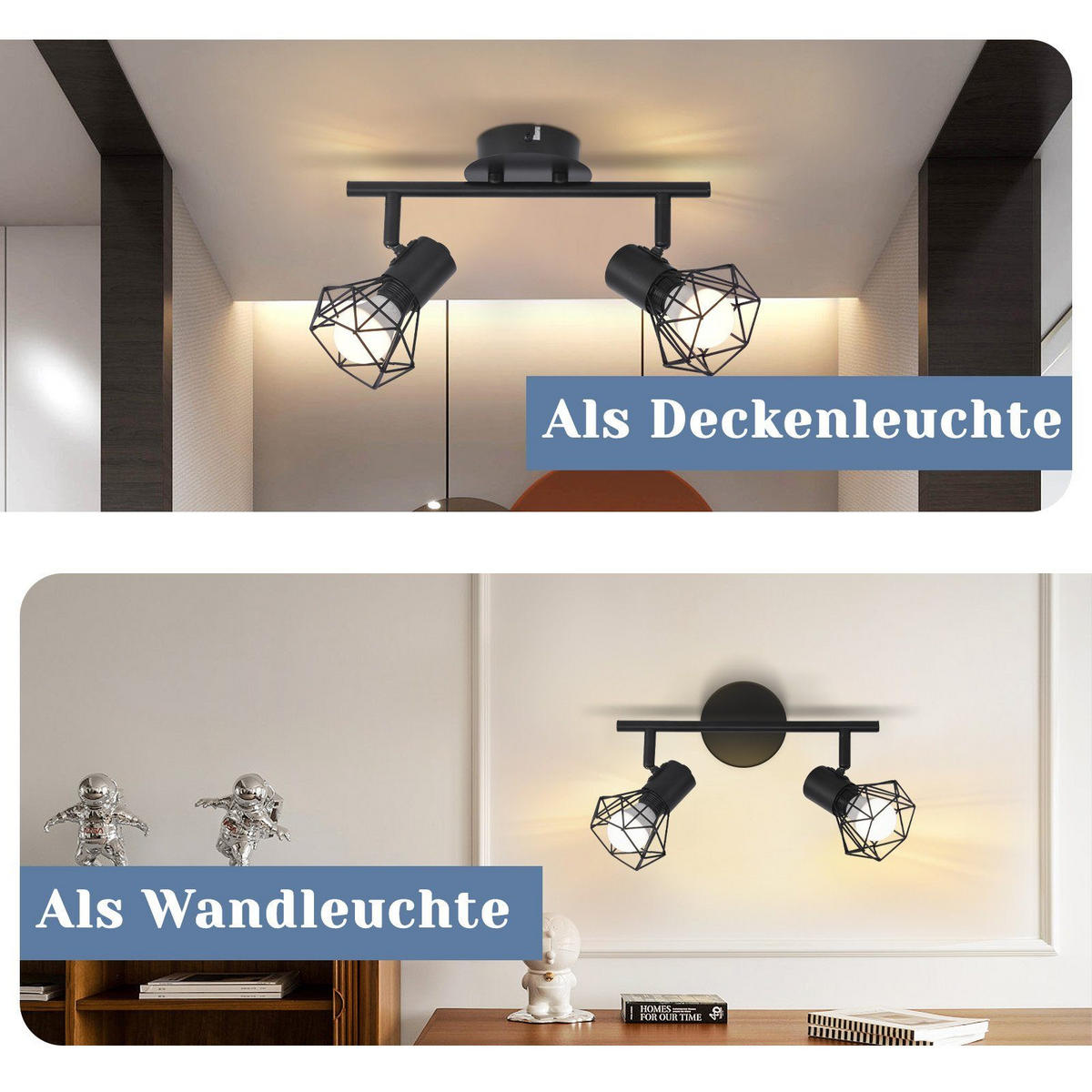 DECKENLEUCHTE Diamonds 28/10/20 cm - Schwarz, Metall (28/10/20cm) - Nettlife