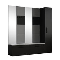 GARDEROBENSCHRANK MODULO 201,2/204/40 cm Modern Garderobe-Set Schwarz - Schwarz/Grau, Holzwerkstoff (201.2/204/40cm) - MASSENO