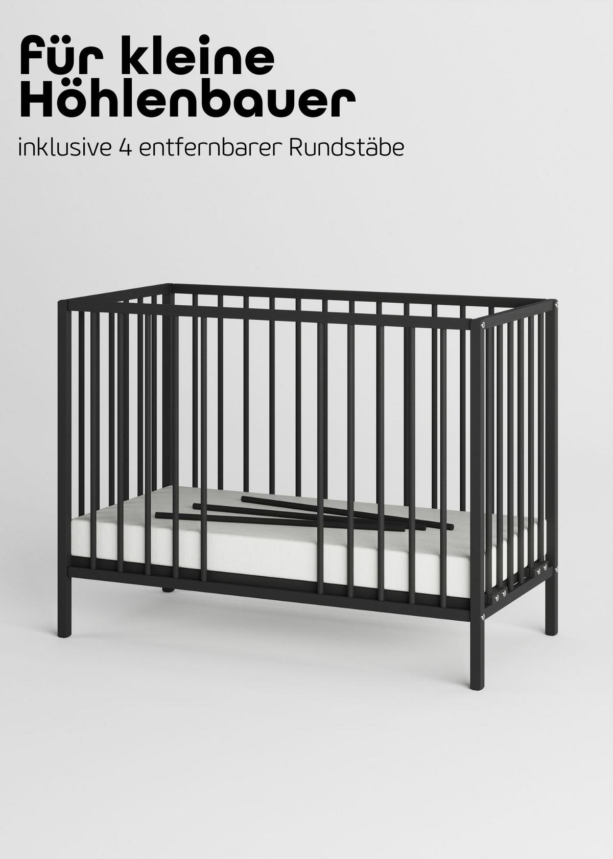 BEISTELLBETT Matratze Cloud Air & Umbauseite Black Edition Dreamy 4 in 1 Bett - Schwarz, Holz (120/90/60cm) - Sämann – make a difference.