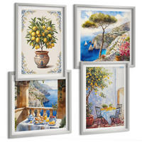 BILDER SET 4er Set - 50x50 cm & 40x60 cm Silberner Rahmen - Tisch aus Zitronenbaum - Silberfarben, Kunststoff (50/50cm) - TULUP
