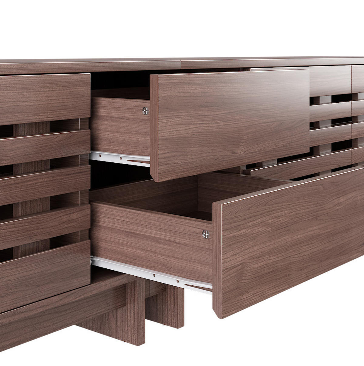 TV-LOWBOARD 200/39,5/55 cm walnussfarben aus MDF mit 2 Schubladen - Walnussfarben, Holzwerkstoff (200/55/39.5cm) - OKWISH