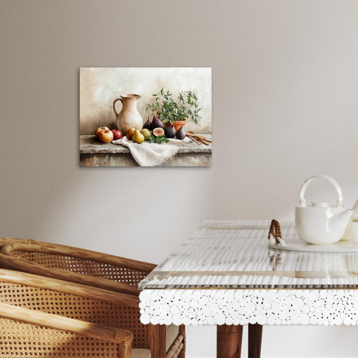 LEINWANDBILD Obst - Kräuter - Ländlich 40x30 cm - Naturfarben, Textil (40/30cm) - MuchoWow