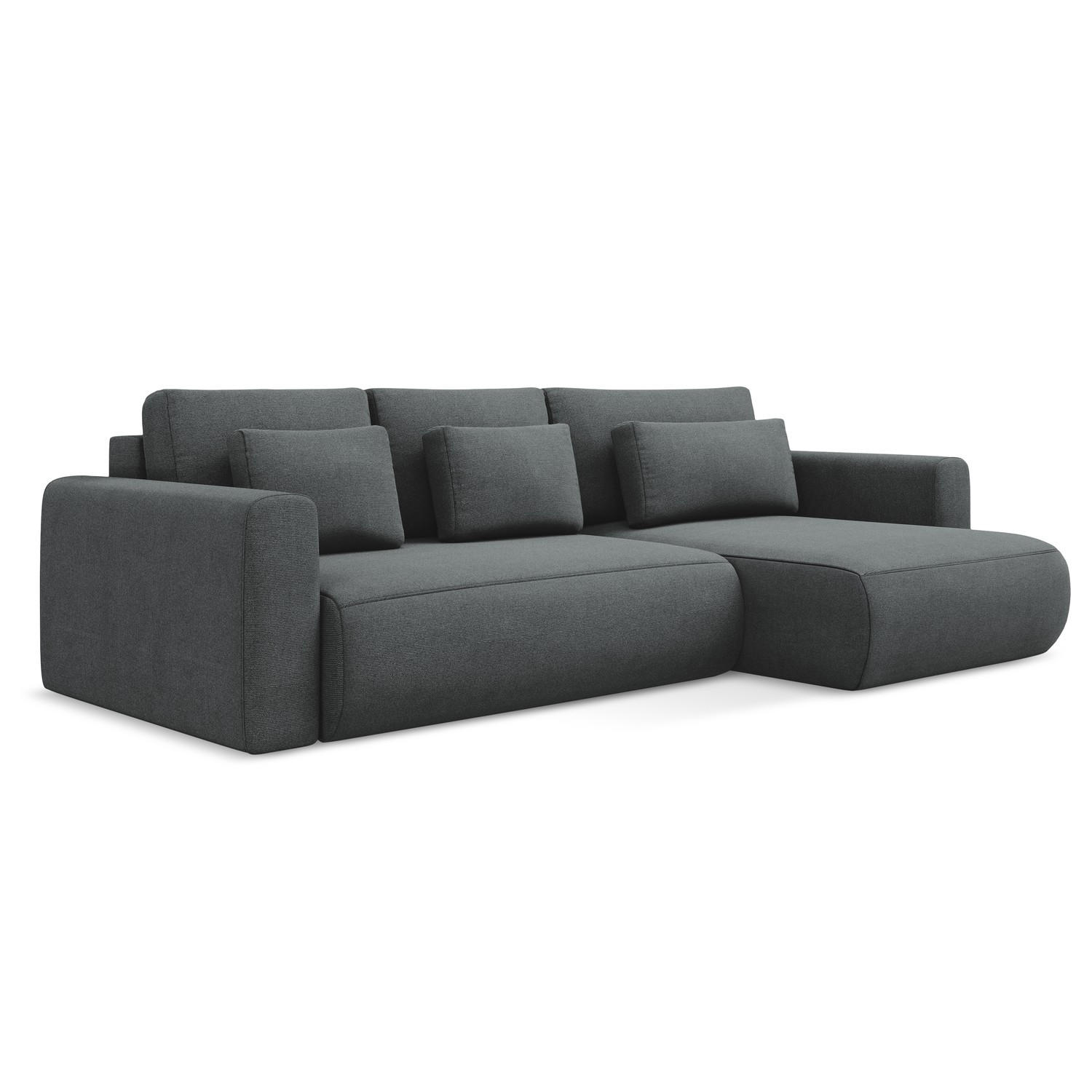 ECKSOFA mit Schlaffunktion Strukturstoff Stoff Grau - Schwarz/Grau, Kunststoff/Textil (278/149cm) - LaMiaSofa