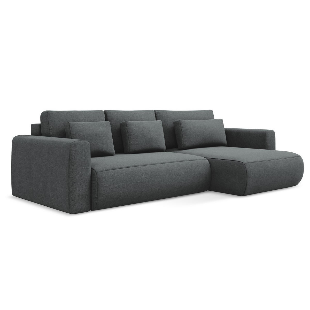 ECKSOFA mit Schlaffunktion Strukturstoff Stoff Grau - Schwarz/Grau, Kunststoff/Textil (278/149cm) - LaMiaSofa