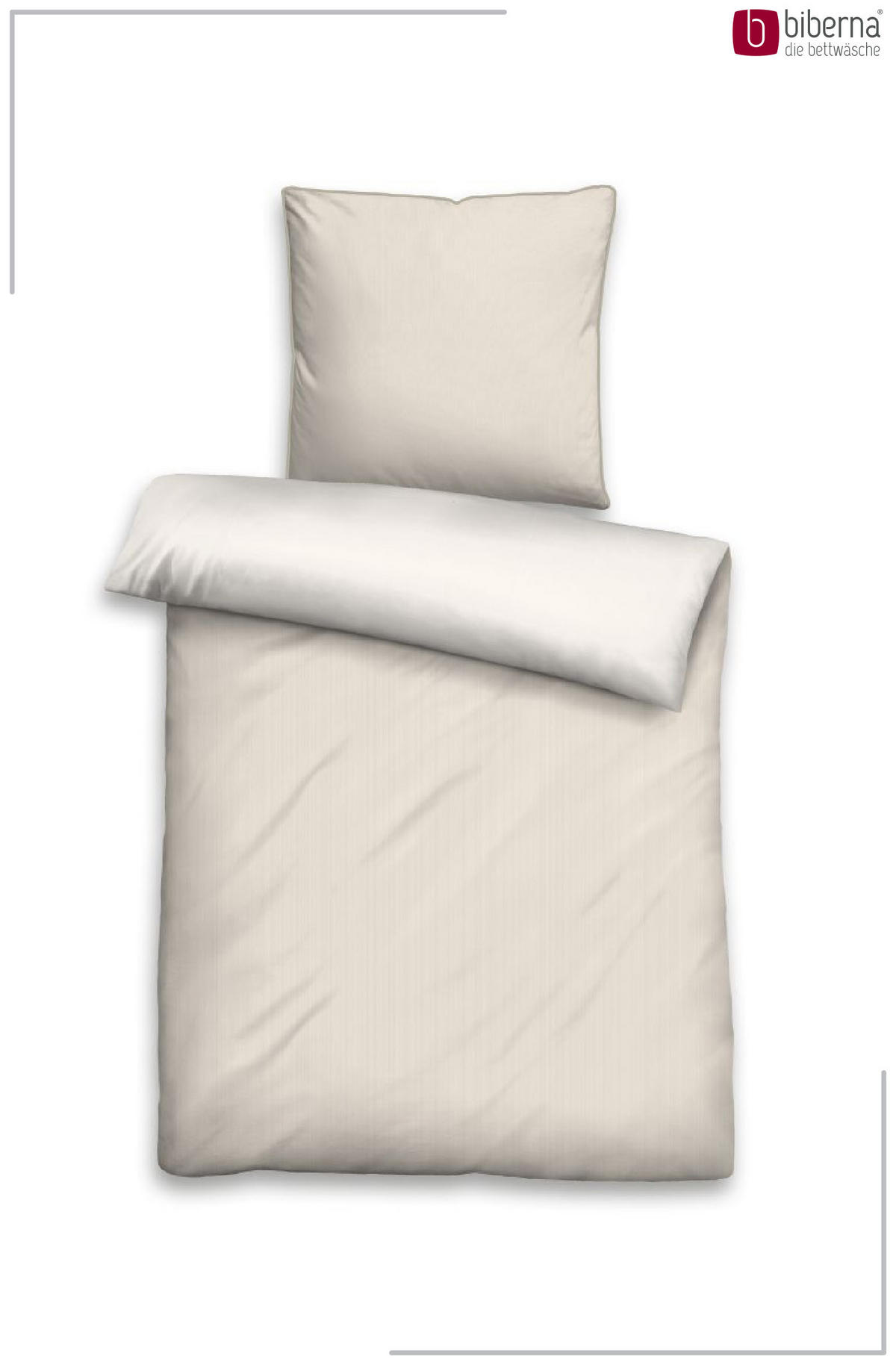 BETTWÄSCHE-GARNITUR Satin Feine Streifen natur, 155x200 cm + 80x80 cm - Naturfarben, Textil (155/200cm) - biberna