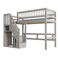 HOCHBETT aus Kiefernholz 90x200 cm Grau mit Stauraumtreppe - Grau, Holz (90/200cm) - IVMEU