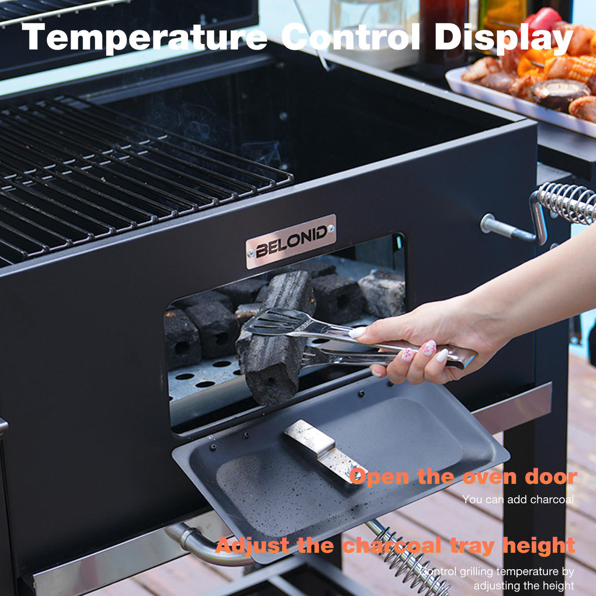 HOLZKOHLEGRILL mit Abdeckung - Schwarz, Metall (55/104/113cm) - BELONID