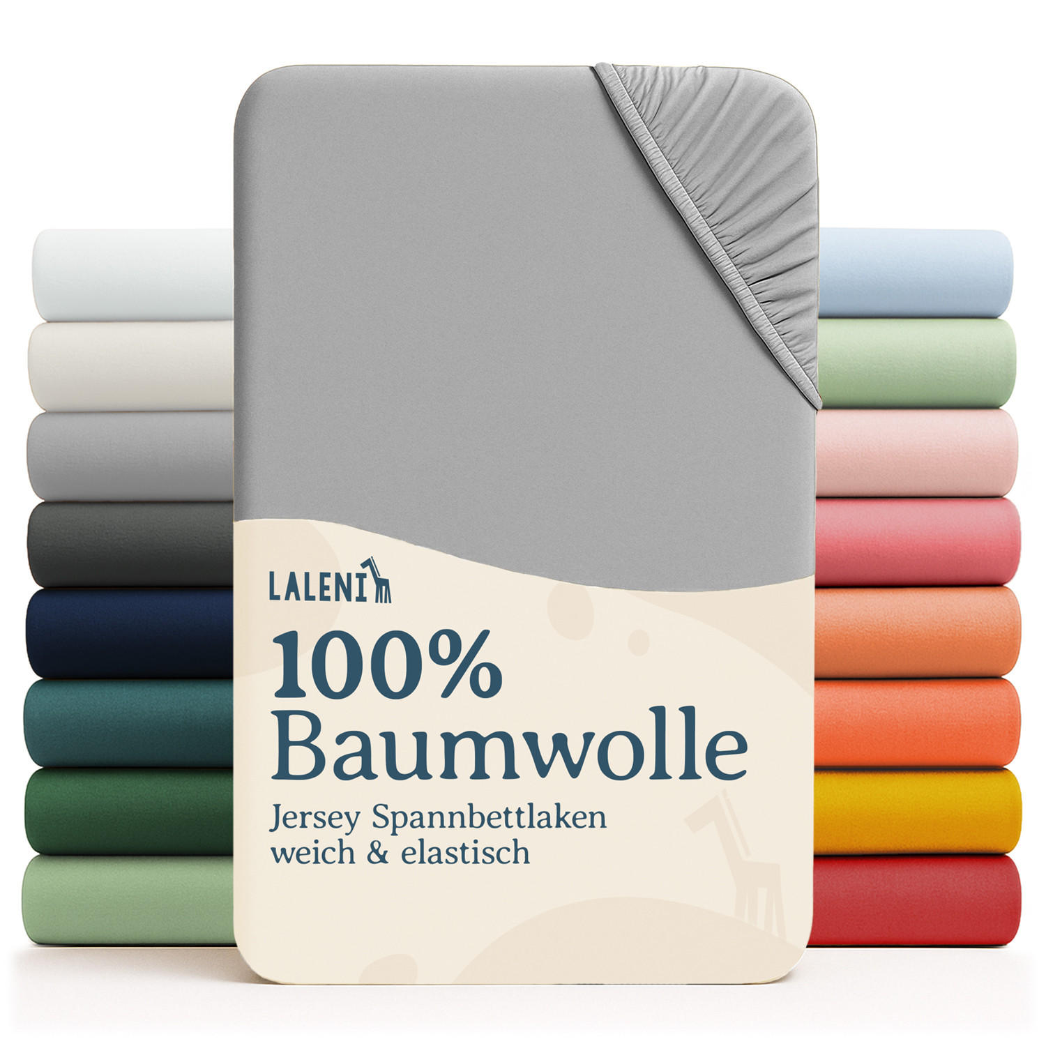 SPANNBETTLAKEN für Beistellbett & Stubenwagen – 100% Baumwolle, Atmungsaktiv & Weich, 42x81x10 cm, Grau - Grau, Textil (42/81cm) - Laleni