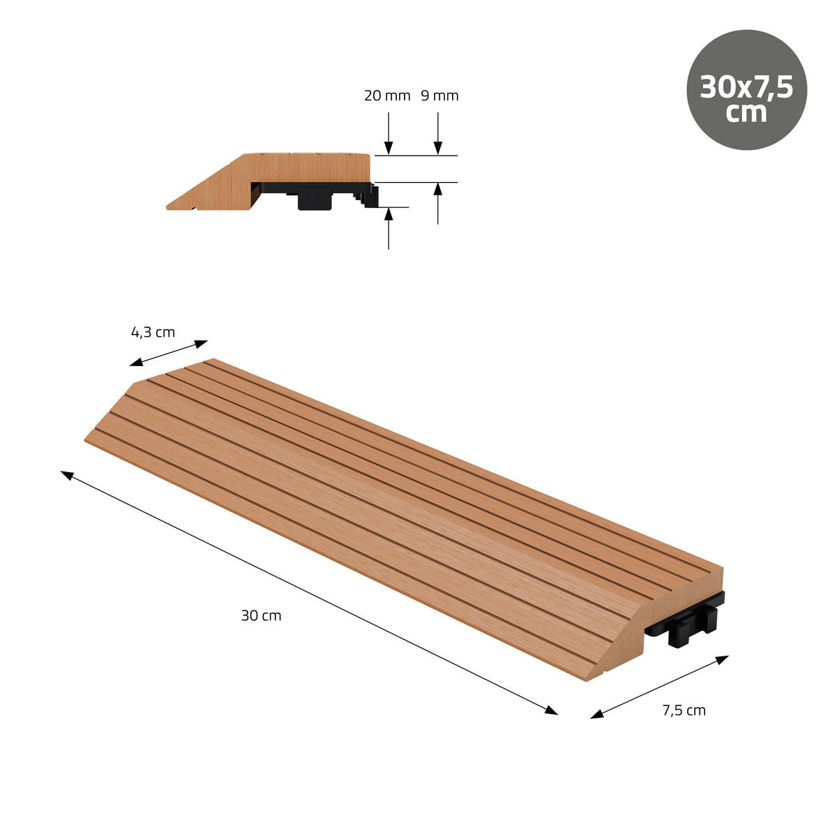 ABSCHLUSSLEISTE WPC gerade Hellbraun - Hellbraun, Holzwerkstoff (30/2/7.5cm) - ML-DESIGN