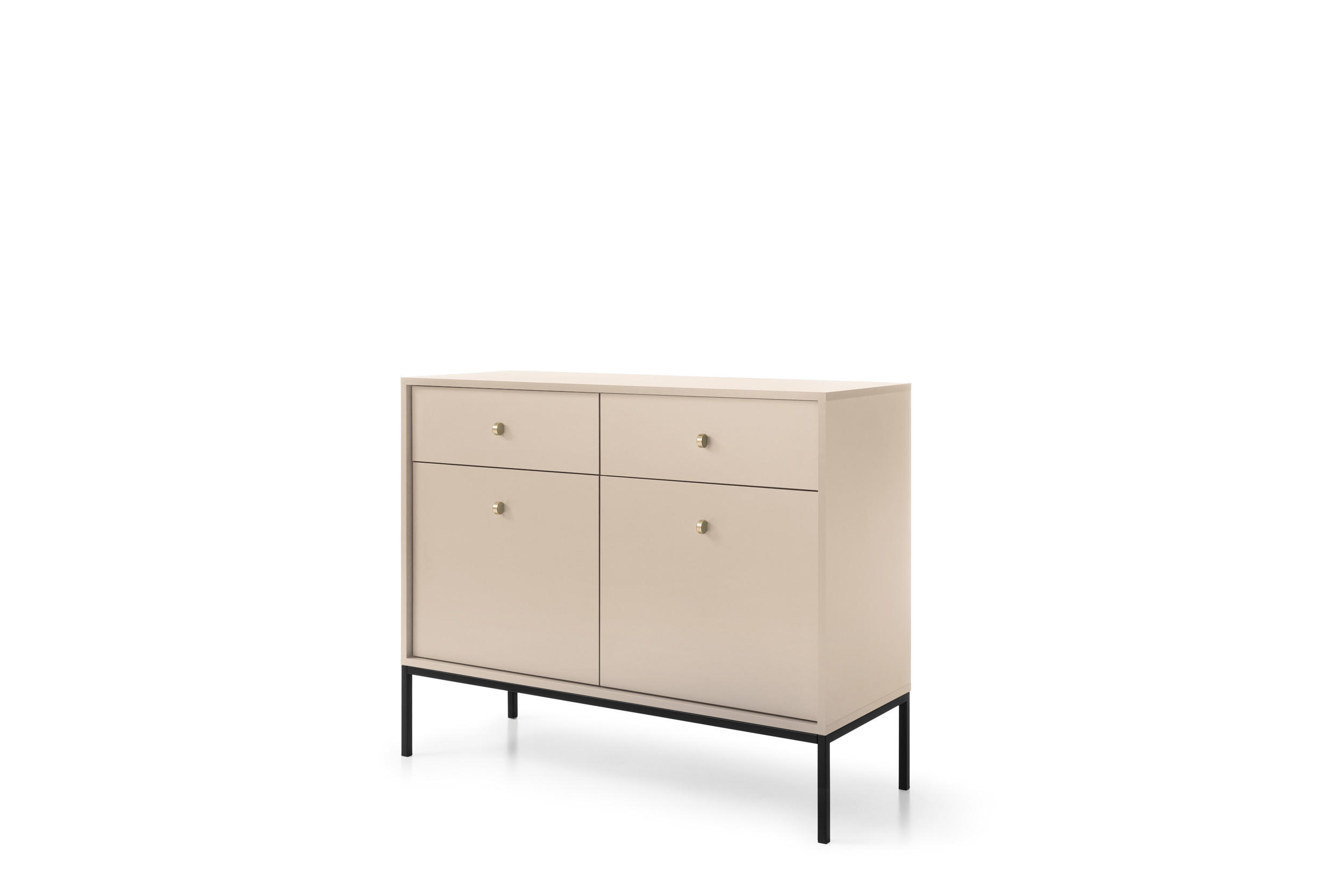 KOMMODE Molly Beige, Schwarze Beine, Kombikommode - Beige/Schwarz, Holzwerkstoff/Metall (104/83/39cm) - Bettso