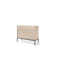KOMMODE Molly Beige, Schwarze Beine, Kombikommode - Beige/Schwarz, Holzwerkstoff/Metall (104/83/39cm) - Bettso