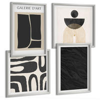 BILDER SET 4er Set - 50x50 cm & 40x60 cm Silberner Rahmen - Abstrakte Marmorformen - Silberfarben, Kunststoff (50/50cm) - TULUP