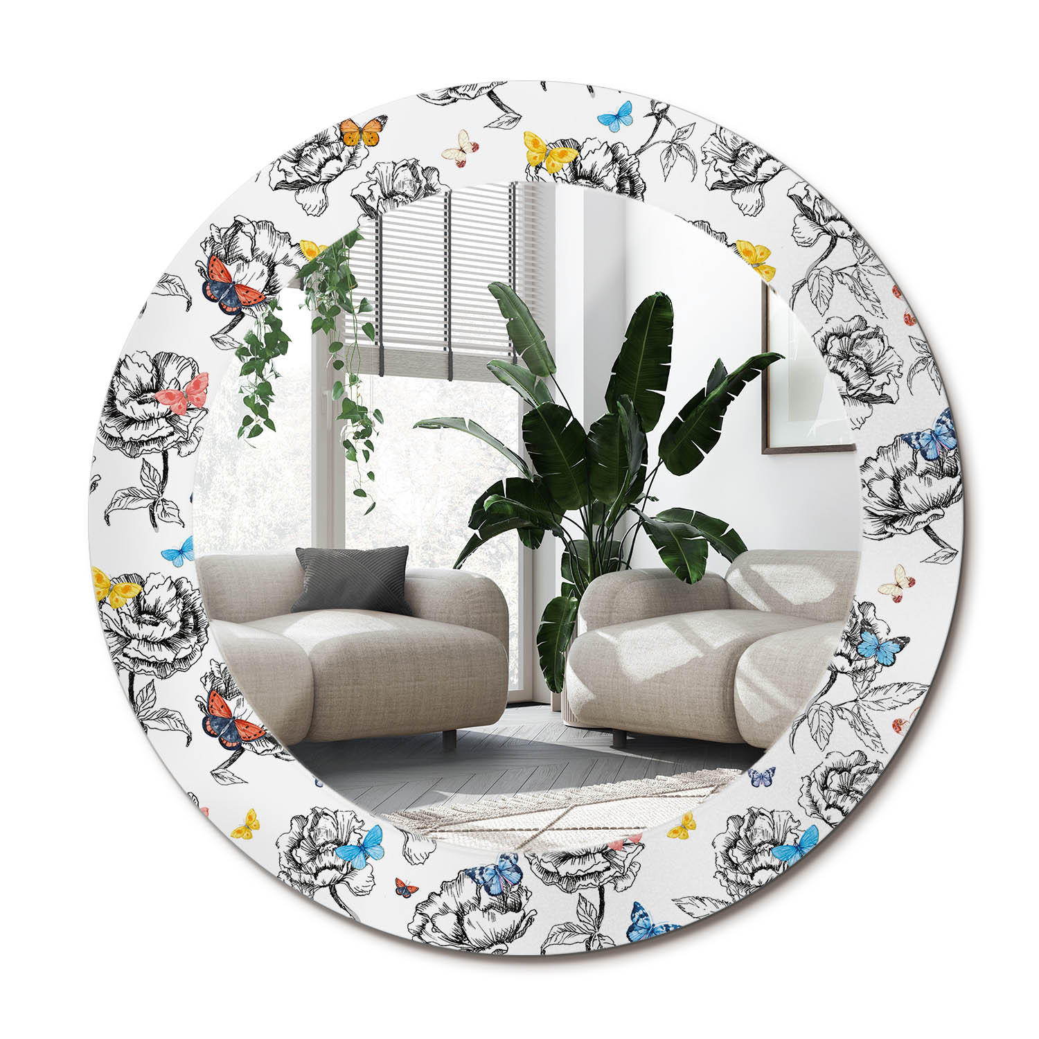 SPIEGEL Rund Ø 60 cm mit Aufdruck - Multicolor, Glas (60/60/0.4cm) - Wallfluent