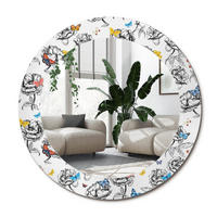 SPIEGEL Rund Ø 60 cm mit Aufdruck - Multicolor, Glas (60/60/0.4cm) - Wallfluent