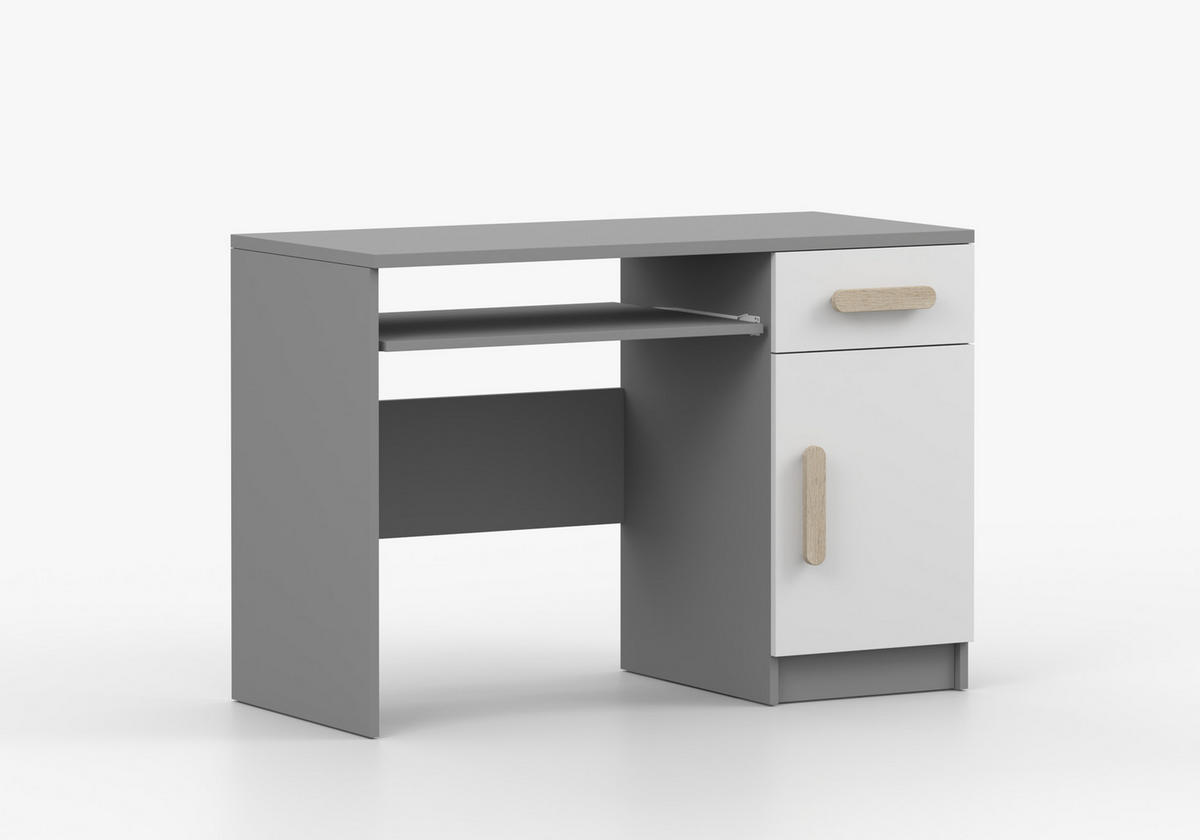 JUGENDZIMMER Elora in Grau und Weiß – 6-teiliges Set – Grifffarbe Sonoma Eiche - Grau, Holzwerkstoff (80/200/120cm)