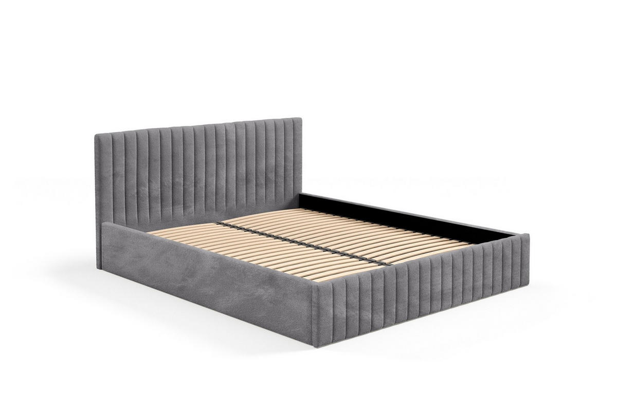 POLSTERBETT Sona Grau 90x200 cm, mit Bettkasten und hohem Kopfteil - Grau, Holzwerkstoff/Textil (90/200cm) - Bettso