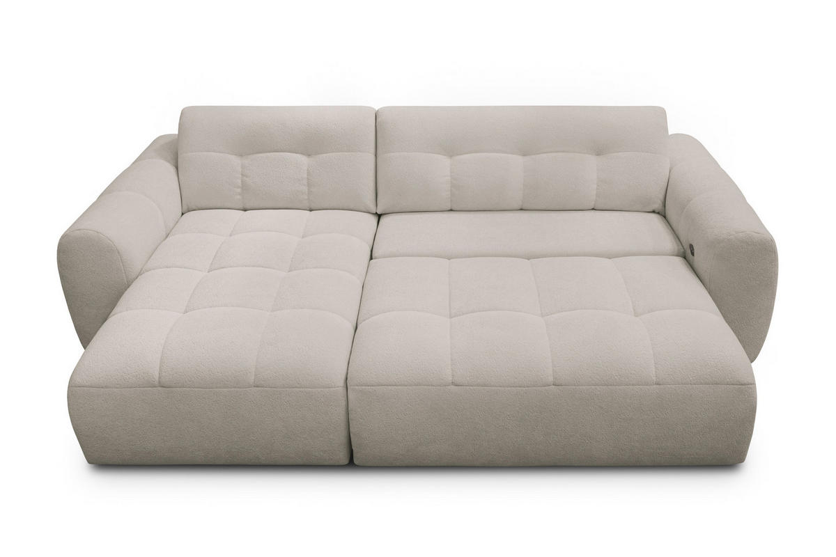 ECKSOFA LUMERO 4-Sitzer LINKS, creme - Ecru/Schwarz, Holz/Textil (275/166cm) - Courtois Laville