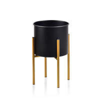 BLUMENTOPF Swen Schwarz 21/32/36 cm Keramik - Schwarz, Metall (21/36/21cm) - Mondex