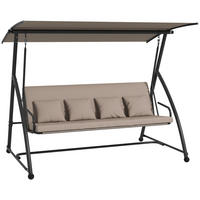 HOLLYWOODSCHAUKEL 2 in 1 mit Liegefunktion - Braun, Metall (120/168/218cm) - Outsunny