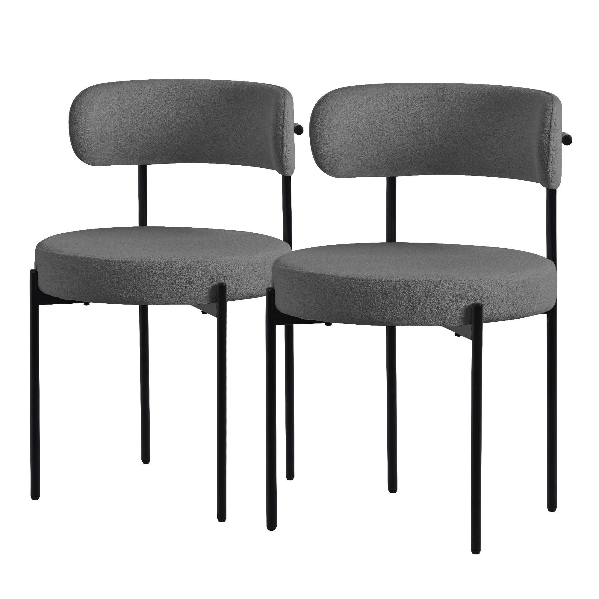 ESSZIMMERSTUHL 2er Set Teddystoff grau - Grau, Metall (53/78/50cm) - ML-DESIGN