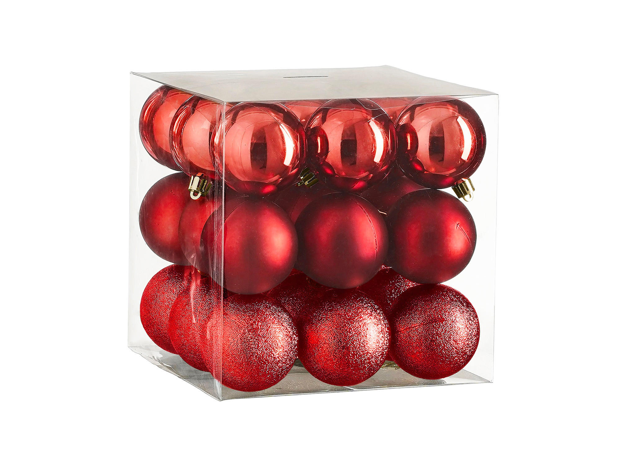 LAALU CHRISTBAUMKUGEL-SET 27 Ornamenten: rote runde Mix-Ornamente 6 cm - Rot, Kunststoff (35/35/35cm) - LAALU