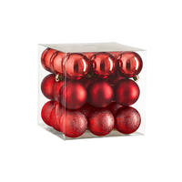 LAALU CHRISTBAUMKUGEL-SET 27 Ornamenten: rote runde Mix-Ornamente 6 cm - Rot, Kunststoff (35/35/35cm) - LAALU