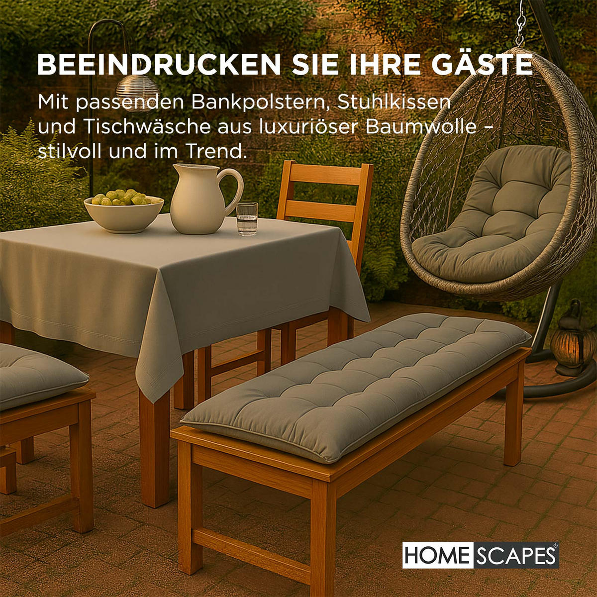 HÄNGESESSEL-KISSEN grau – halbrund, 80/120 cm - Grau, Textil (80/12/120cm) - Homescapes