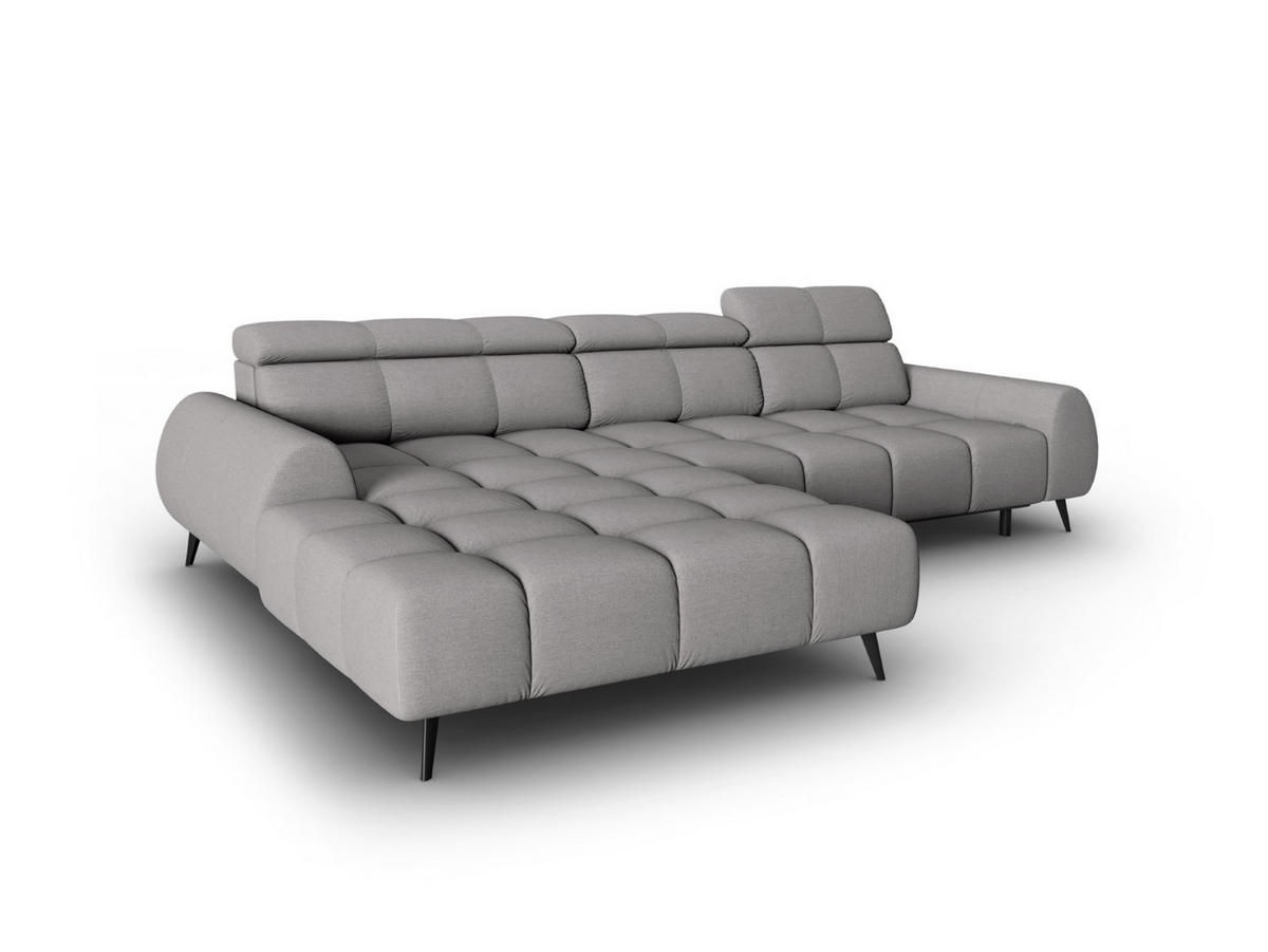 ELEKTRISCHES-ECKSOFA links Alyse aus strukturiertem Stoff hellgrau 5 Sitzplätze - Hellgrau, Textil (188/295cm) - Micadoni